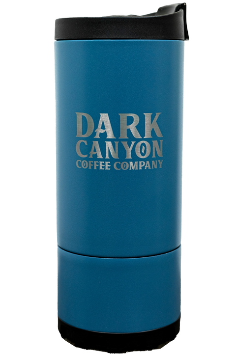 overlander french press blue vertical logo