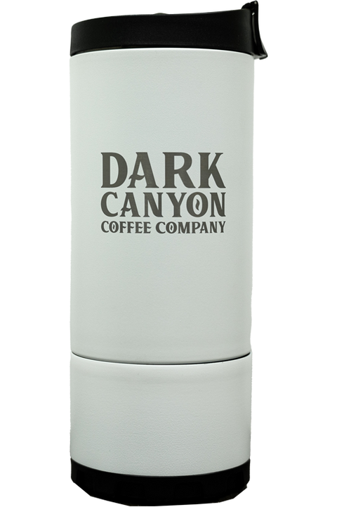 overlander french press white vertical logo
