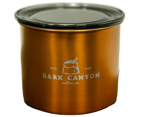 brass half pound dark canyon airscape coffee container