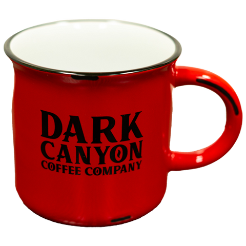 10 oz red ceramic dark canyon logo mug