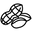 Black line drawing of two interlocking peanut icons on a transparent background
