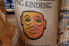 Papua New Guinea burlap bag of green coffee beans