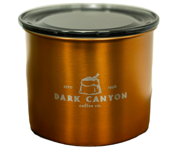 brass half pound dark canyon airscape coffee container