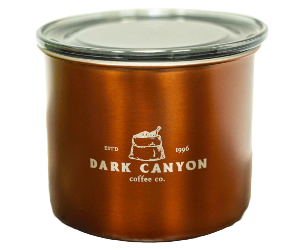 copper half pound dark canyon airscape coffee container