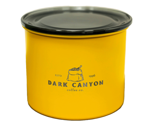 yellow half pound dark canyon airscape coffee container