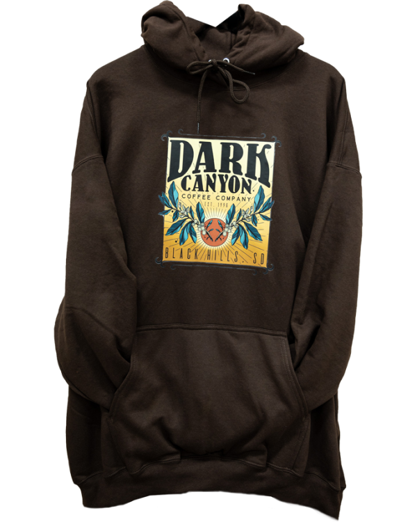 dark canyon coffee origin tour hoodie front chocolate brown