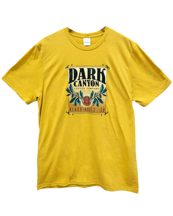 dark canyon coffee origin tour tshirt front Gold