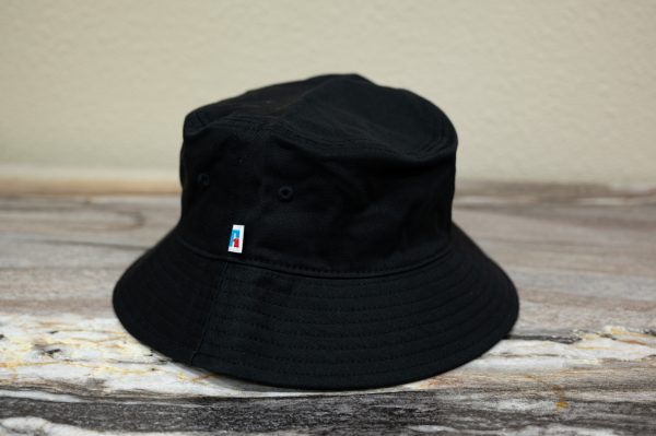 black athletic bucket hat white dark canyon coffee circle logo embroidered