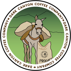 dark canyon coffee modern donkey circle sticker 3 inch glossy