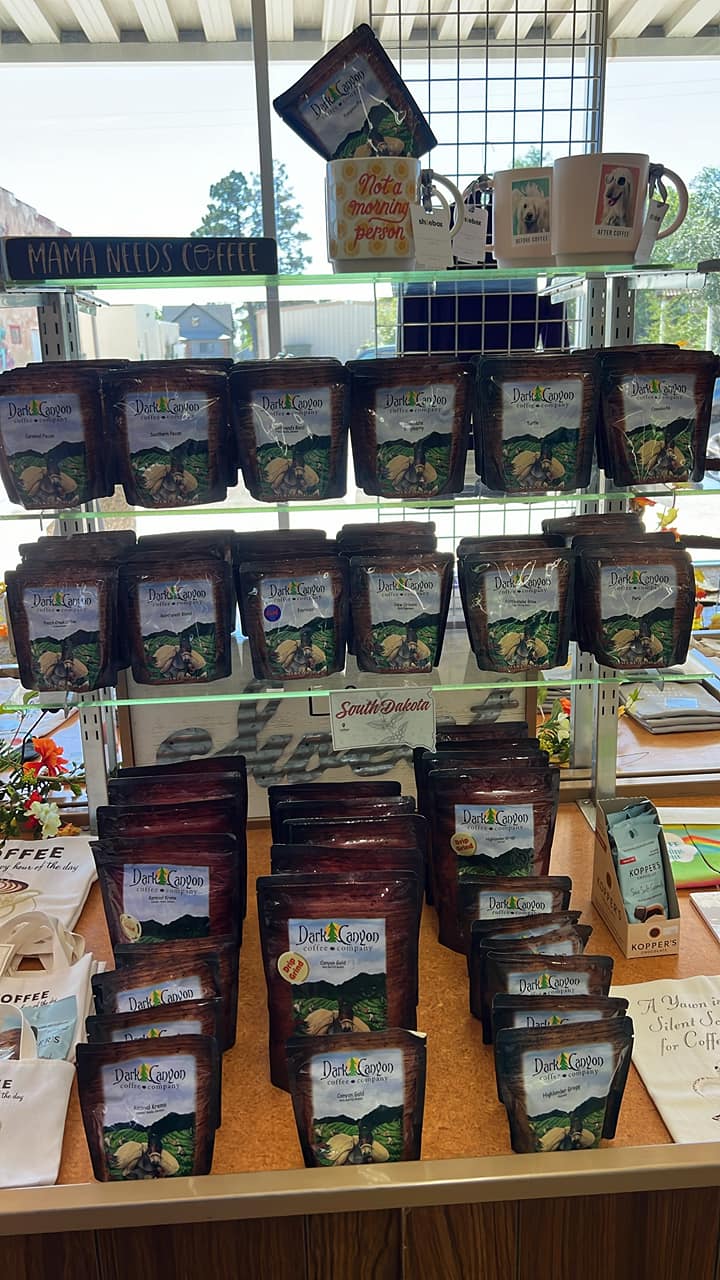 dark canyon display with sticker