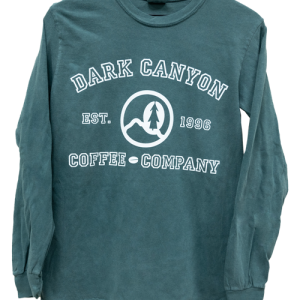 green dark canyon coffee company white logo university design long sleeve